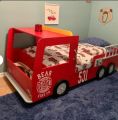 Fire Truck Bed Car Bed With Front Lights - Baby Boy Car Bed - Black Kids Car Bed - Baby Court Size Bed. 