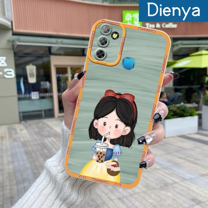 dienya Case For Infinix X657C Case Fashion Oil Painting Girl Thin Shockproof Square Edge Silicone Casing Full Lens Cover Camera Protect Cases Softcase
