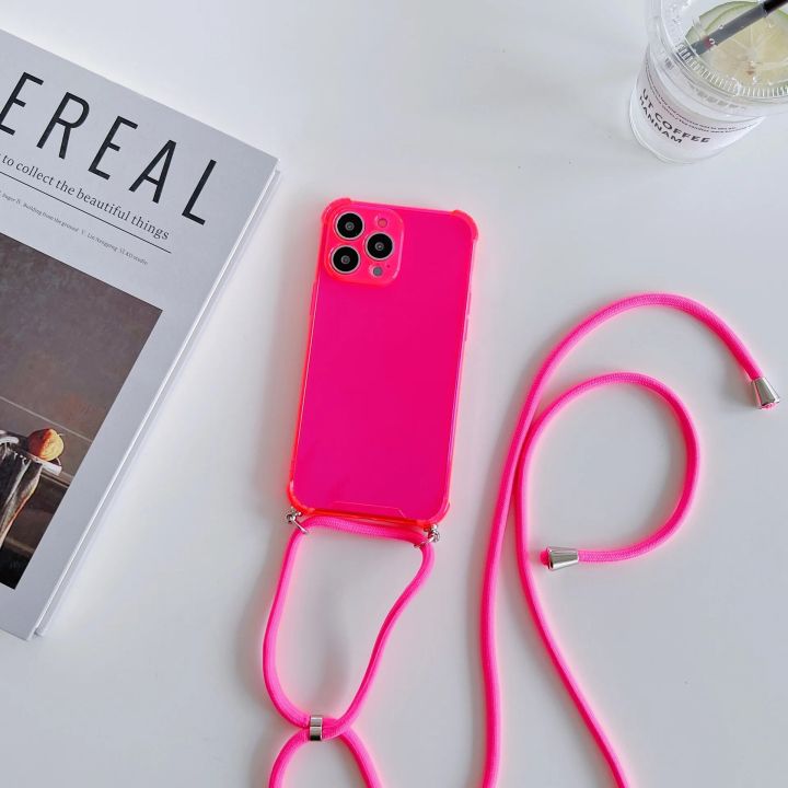 Necklace Case For iPhone 11 Shoulder Lanyard Transparent Soft TPU Phone Cover For iPhone 14 13 12 XR 11 Pro Max XS MAX 7 8 plus