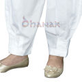 DHANAK - New Arrival White Pleated Design Basic Shalwar for Women in Cotton - PLS01 - White. 