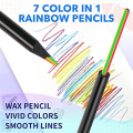 Wooden Rainbow Colored Pencils, 7 Color In 1 Rainbow Pencils, For Sketching, (12). 