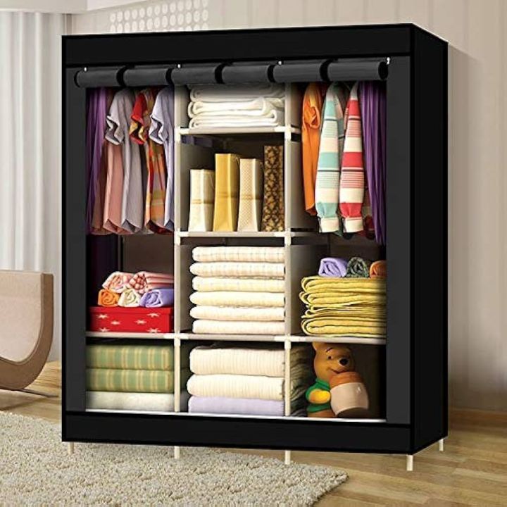 3 Layer Storage Wardrobe Foldable Shelf Rack, Fabric Wardrobe