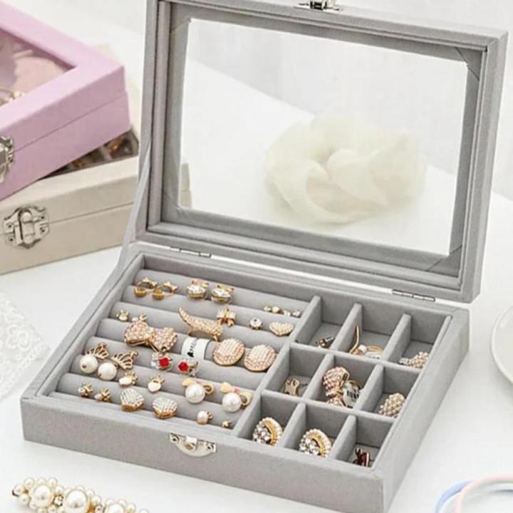 Portable Velvet Jewellery Box Ring Jewellery Display Organizer Box