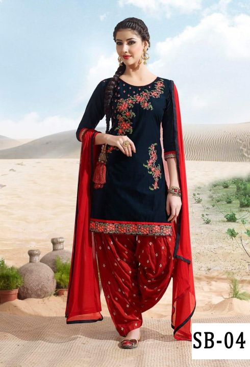 Ladies Navy Blue Embroidered Chiffon Crincles Shalwar Kameez  cheffone unstich SB-04