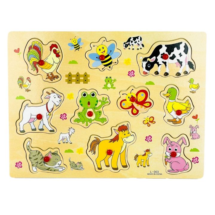 Wooden Puzzle - Farm Animals - Puzzles For Kids - Wooden Puzzles For Kids - Educational Toys For Kids - Puzzle Game - Animals Toys For Kids - Puzzle - Wooden Toys - Learning Toys For Kids - Toys For Kids - Toys For Boys - Toys For Girls