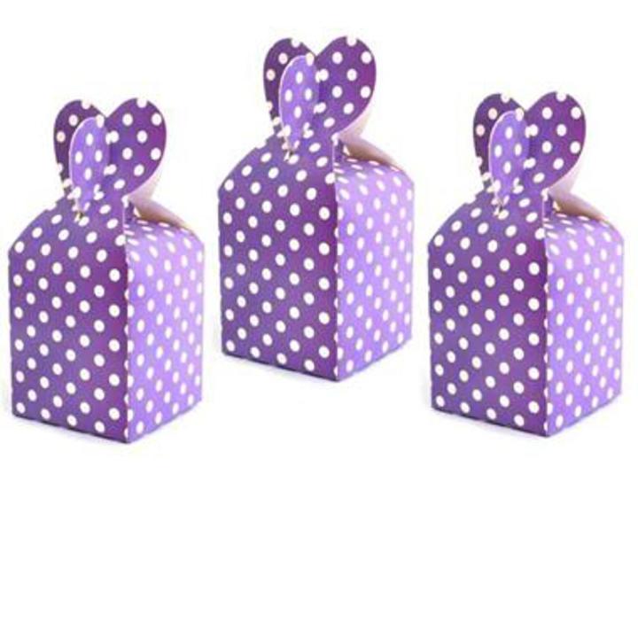PURPLE POLKA DOT GOODY BOX PACK OF 10 PURPLE THEME PARTY FAVOR BOXES