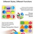 Wooden Geometric Shapes Puzzle - Multicolor Kids Early Educational Toys. 