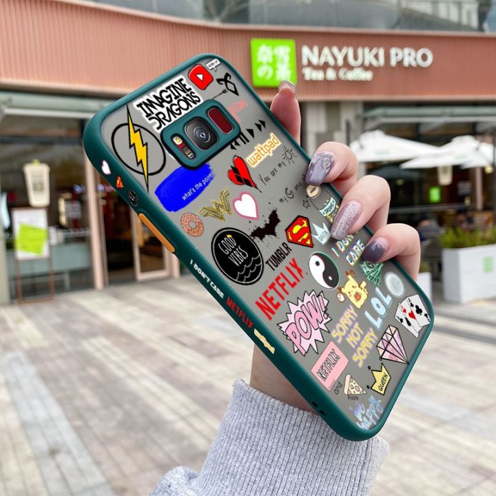 YIWESAN%20For%20Samsung%20S8%20Case%20Fashion%20Tide%20Brand%20Cool%20Pattern%20Thin%20Side%20Square%20Edge%20New%20Design%20Shockproof%20Frosted%20Transparent%20Hard%20Phone%20Cases%20Silicone%20Casing%20Full%20Cover%20Camera%20Protection%20Softcase%20Boy%20-%20Image%202