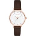 Skagen White Dial Brown Leather Strap Watch For Women SKW2472. 