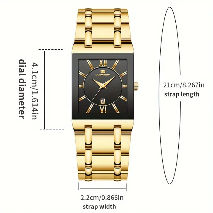 VA%20VA%20VOOM%20Men's%20Watch,%20Fashion%20Stainless%20Steel%203ATM%20Waterproof%20Calendar%20Square%20Quartz%20Wristwatch,%20Ideal%20choice%20for%20Gifts%20-%20Image%202