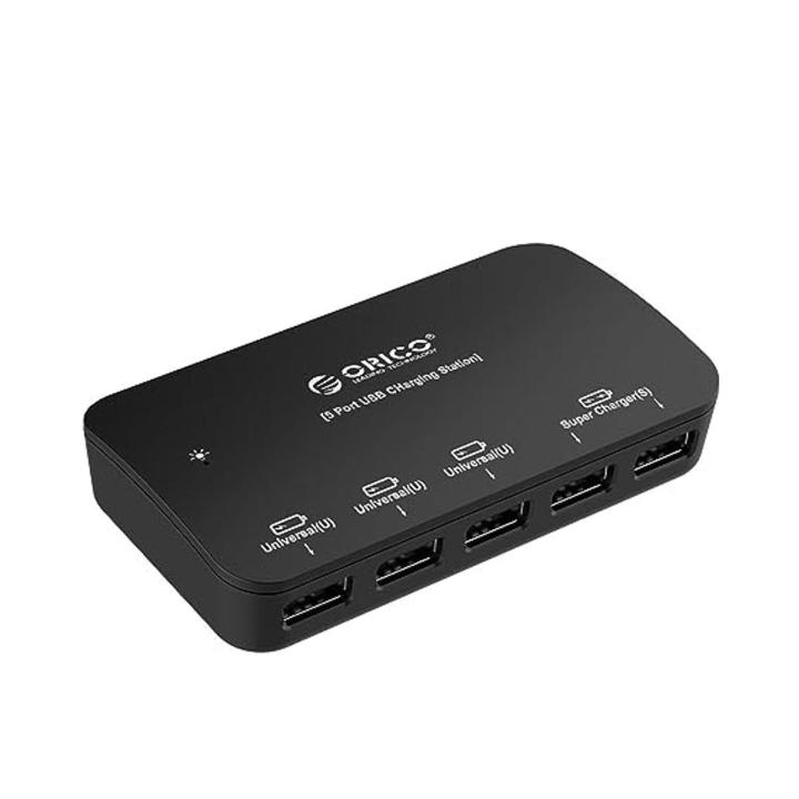 ORICO 5 Port USB Hub Super Charger with 12V 3A Power Adapter DCP-5U Black