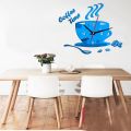 Creative Coffee Cup Shaped Wall Clock Modern Design 3D Mirror Wall Clocks Stickers for DIY Home Room Kitchen Wall Decorations. 