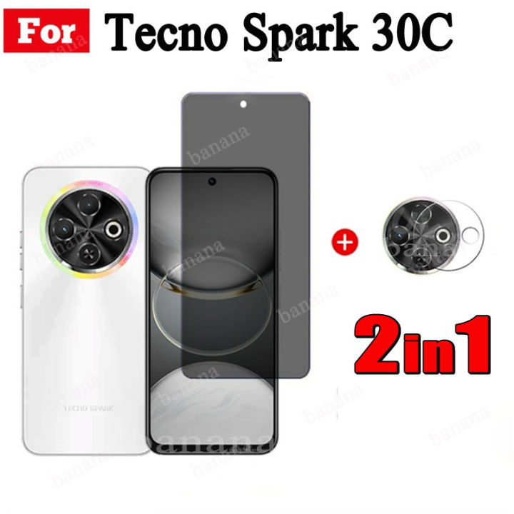 Tecno Spark 30C Matte Privacy / Ceramic soft film For Tecno Spark 20C GO 1 2024 2 in 1 Anti Blue Light Ray Tempered Glass Screen Protector
