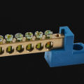 Terminal Block Blue Terminal Bus Bar 10 Positions Screw Brass Terminal Grounding Strip Bus Bar Block Pack of 5. 
