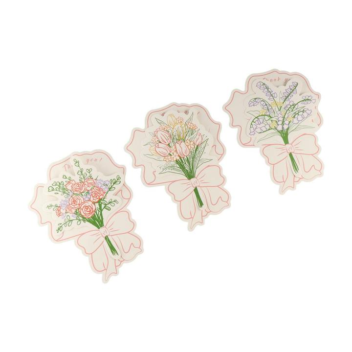 5PCS Handwriting Floral Greeting Cards Blessing Folding Flower Thank You Cards Flower Blossom Happy Birthday Cards Birthday