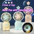 Astronaut Mini Handheld Fan Star Gradient Lights Desktop Fans Portable USB Rechargeable Fan with Mesh Cover. 