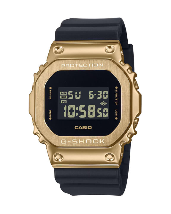 Casio G Shock GM 5600 Series Mens Shock Resistance Square Gold Resin Case Digital Alarm Stop Watch Timer LED Backlight Calendar Multi-Function Black Resin Band Watch-GM-5600UG-9DR