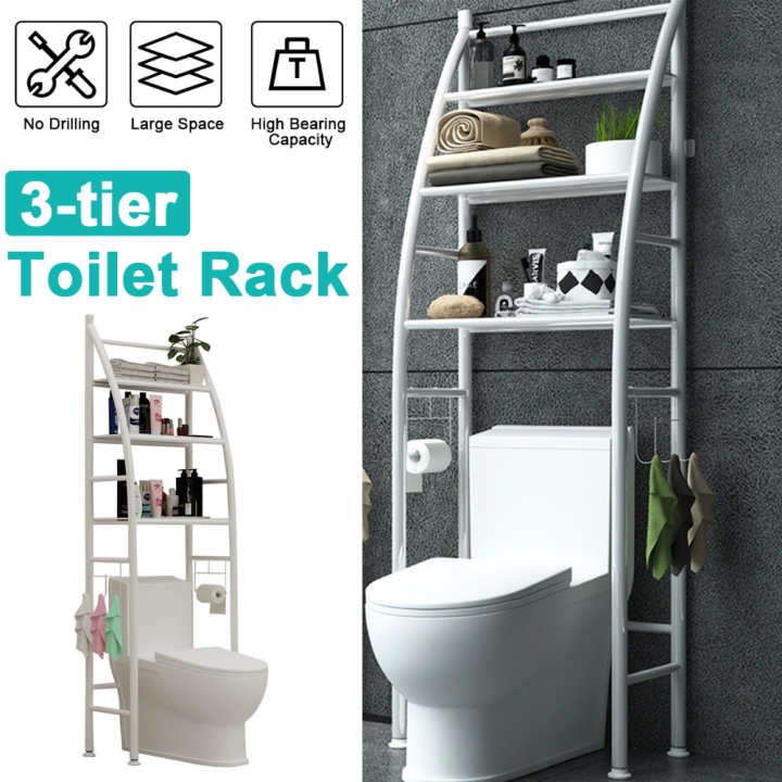 thumbnail image 2 of 3-Tier Bathroom Storage Shelves – Over The Toilet Rack, White MDF – Free Standing Organizer By Segawe 2 of 6