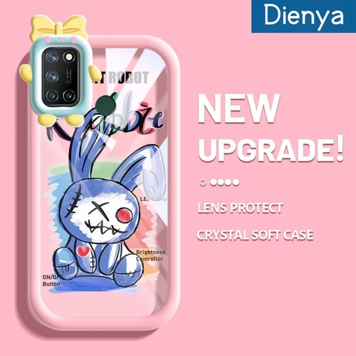 dienya Case For Realme 7i C17 Case Robot Rabbit Pattern Colorful Lovely Little Monster Camera Lens Soft Clear Shockproof Phone Cases Simple Silicone Transparent Protective Cover