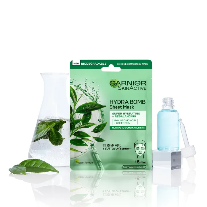Garnier%20Skin%20Active%20Hydra%20Bomb%20Green%20Tea%20Tissue%20Face%20Mask,%20Hydrating%20and%20Rebalancing%2028g%20-%20Image%204