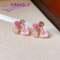 Yinhsly Cubic Zircon Earrings Chic Flower-shaped Cz Stud Earrings for Women Elegant Ear Studs Jewelry Gift for Girls Trendy Style Flower Stud Earrings. 