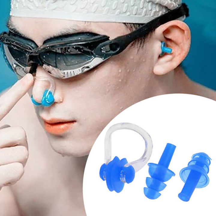 Silicone Waterproof Swimming Ear Plugs & Nose Clips Protect Your Ears & Nose in Water.