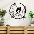 Wooden Birds Wall Decor Outdoor Wooden Wall Art, Birds on Branch Metal Bird Silhouette Wall Sculpture Wall Hanging Sign Wall Art Decor, Hanging Decorations for Patio Garden Porch Bedroom Bathroom. 