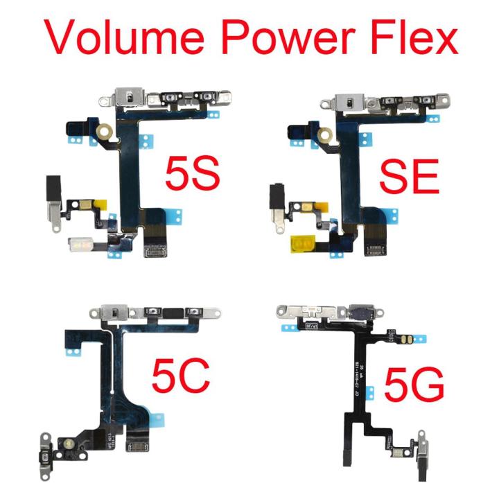 New Power Button On Off Flex Cable For iPhone 5 5S SE 2016 2020 Mute Volume Switch Connector Ribbon Parts