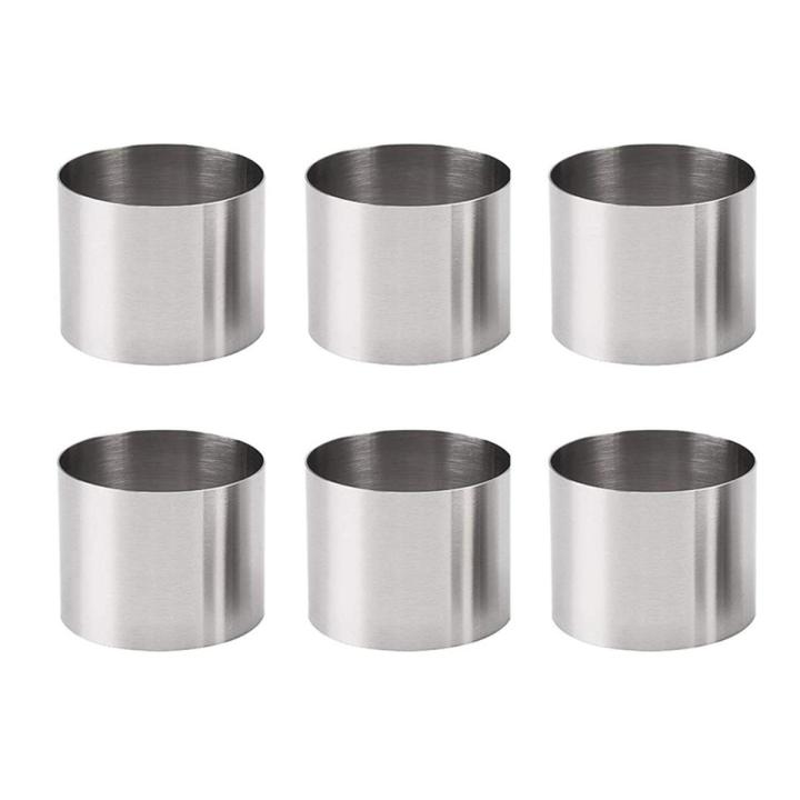 BRADOO-6 Pieces Round Biscuit Cutter Stainless Steel Mousse Ring Mini Circle Cookie Cutters Frying Egg Rings Baking Tool