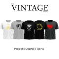 Pack of 5 super hero MARVEL printed premium T-shirts. 