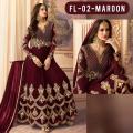 Dress for womens | Dress for girls | Maroon Chiffon Crincle Embroidered Maxi | Unstitched | Formal Wear | Party Wear. 