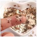2 grm Holo Sequins Glitter Nail Art / Epoxy Fillings DIY Resin Mixed Size Letter Design Shape Flakes Tips Manicure golden 3d Nail Accessories. 