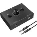 3.5mm Audio Switcher, 2 Input 1 Output/1 Input 2 Output Audio Splitter Switcher, Audio Switcher Box, One-Key Mute Button. 