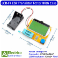 LCR-T4 ESR Transistor Diode Triode Capactitance MOS PNP NPN Tester Meter by elecrica( with 9v Battery ). 