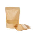 Pack of 3 Natural Kraft paper Stand up pouch Zipper bags with Window brown color. 