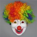 Clown Wig & Mask Set | Rainbow Afro Wig + White Clown Face Mask with Red Nose | Halloween, Circus & Funny Party Costume for Kids & Adults. 