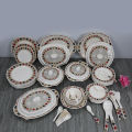 64 Pieces Melamine Double Glaze Crystal Dinnerware Set. 