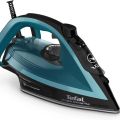 TEFAL Ultraglish Steam Iron, Durilium Airglide, Anti-calc, Anti Drip, 2800 Watts, Blue/Black, FV6832M0. 