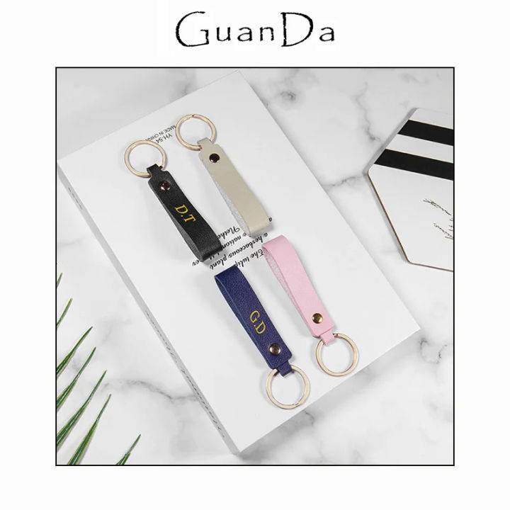 Wholesale PU Leather Key Chain Woman Man Luxury Business Gift Custom Company Logo Advertisement Simpe Fashion Car Key Strap Gift