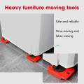 Mobile Heavy Object Handling Tools, Portable Furniture Lift, Household Hand Tool with 4 Motion Rollers + 1 Cork Bar, for Sofas, Refrigerators, Adjustable Height. 