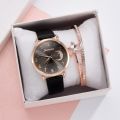 Women Watch Moon Numbers Dial Bracelet Watches Set Ladies Leather Band Quartz Wristwatch Women Female Clock Relogio Mujer Hot. 