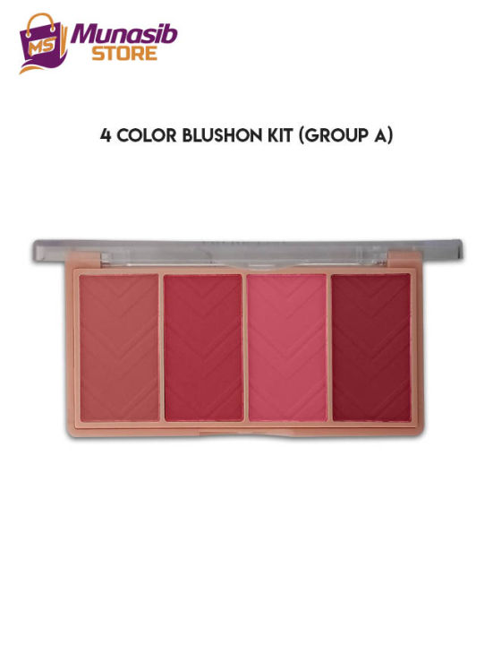 Aqua Color Line 4 Color Blusher Kit , Bloom Blusher , Matte Blusher , Peach , Red , pink, Baby Blush
