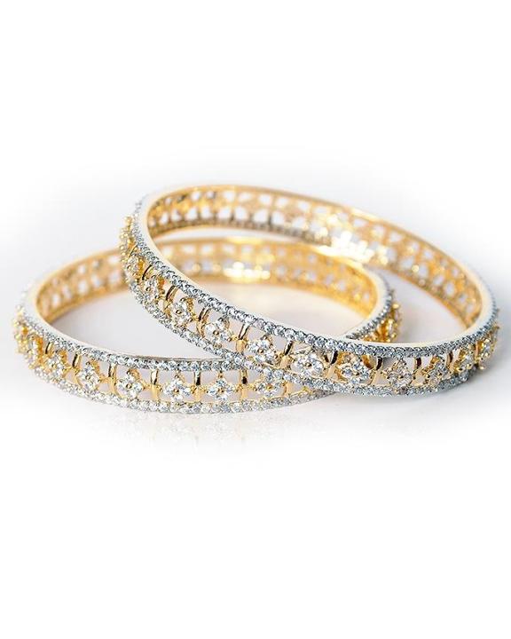 Pair of 1k Gold Plated On Alloy Bangles for Women