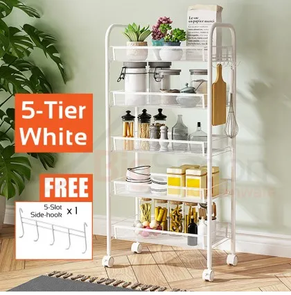 5%20Tier%20Metal%20Mesh%20Rolling%20Cart%20Storage%20Trolley%20Tower%20Rack%20Organizer%20Kitchen%20Pantry%20Gap%20-%20Image%202