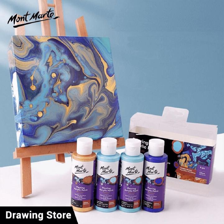 Mont Marte Acrylic Pouring Paint Set 4 x120ml Bottles - Golden Beach Shades