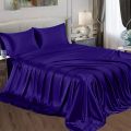 Silk Bedsheet Plain King Size, 3 Piece Printed Fancy Silk 1 Bed Sheet King Size with 2 Silk Pillow Covers, Silk Bed Sheet King Size Fancy has Soft and Luxurious Feel. 