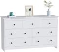 CARPETNAL White Dresser for Bedroom, 7 Drawer Dresser with Wide Drawer and Metal Handles, Woode Dressers & Chests of Drawers for Hallway, Entryway.. 