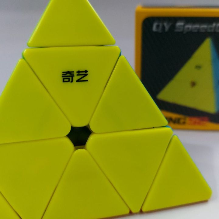 Qiyi Pyramid Rubiks Cube Frosted Inside (3x3x3) High Quality Magic Cube, Stickerless Cube-Smooth Turning WCA Recommended Best Out Of All In Market