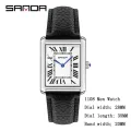 Sanda Rectangular Wrist Watches for Women Men Watches Luxury Brand Leather Quartz Clock zegarek damski 1108. 