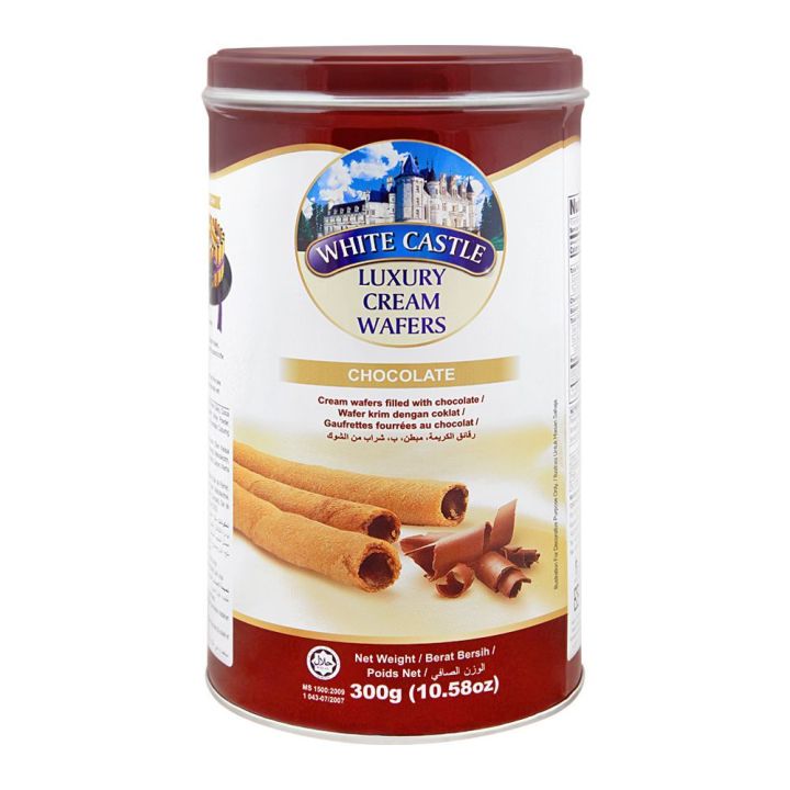 White Castle Luxury Cream Wafers, Chocolate, 300g